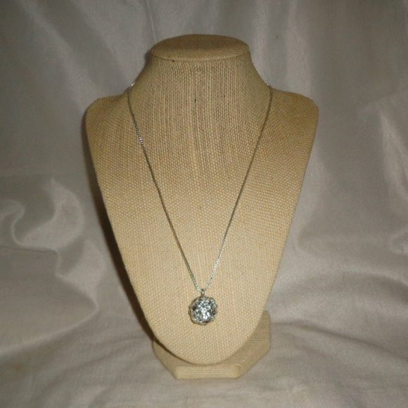 NEW FOSSIL STERLING SILVER CRYSTAL BALL NECKLACE - Picture 2 of 11